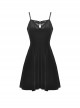 Sexy Black Velvet With Bat Embroidery Pattern On The Back Gothic Suspender Dress