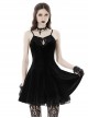 Sexy Black Velvet With Bat Embroidery Pattern On The Back Gothic Suspender Dress