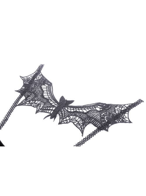 Sexy Black Velvet With Bat Embroidery Pattern On The Back Gothic Suspender Dress