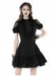 Dark Sexy Black Lace Front Hollow Gothic Style Slim Dress