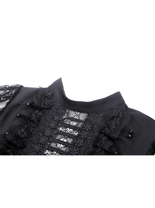 Dark Sexy Black Lace Front Hollow Gothic Style Slim Dress