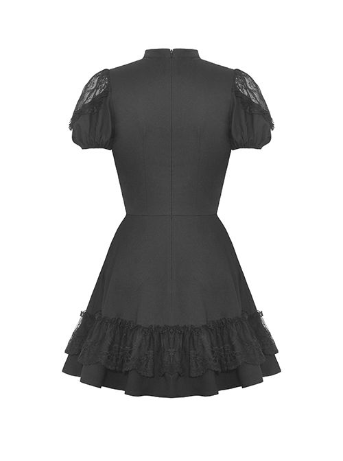 Dark Sexy Black Lace Front Hollow Gothic Style Slim Dress