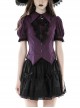Slim And Sexy Purple Fake Lapel Moon Decorated Gothic Short Sleeved Shirt