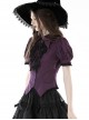 Slim And Sexy Purple Fake Lapel Moon Decorated Gothic Short Sleeved Shirt