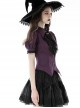 Slim And Sexy Purple Fake Lapel Moon Decorated Gothic Short Sleeved Shirt