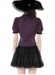 Slim And Sexy Purple Fake Lapel Moon Decorated Gothic Short Sleeved Shirt