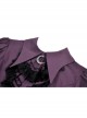 Slim And Sexy Purple Fake Lapel Moon Decorated Gothic Short Sleeved Shirt