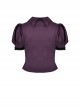 Slim And Sexy Purple Fake Lapel Moon Decorated Gothic Short Sleeved Shirt
