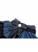 Black And Blue Striped Ruffle Collar Slim Fit Gothic Short Sleeved Shirt