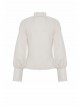Simple White Linen Loose Chest Vertical Stripe Gothic Style Puff Sleeve Shirt