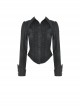 Black Slim Fit Lapel Front Ruffled Gothic Long Sleeved Shirt