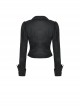 Black Slim Fit Lapel Front Ruffled Gothic Long Sleeved Shirt