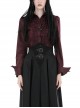 Red Slim Fit Lapel Front Ruffled Gothic Long Sleeved Shirt
