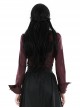 Red Slim Fit Lapel Front Ruffled Gothic Long Sleeved Shirt