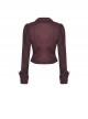 Red Slim Fit Lapel Front Ruffled Gothic Long Sleeved Shirt