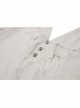 White Woven Spliced Ruffled V Neck Webbing Lace Punk Style Loose Long Sleeved Top
