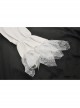 White Woven Spliced Ruffled V Neck Webbing Lace Punk Style Loose Long Sleeved Top