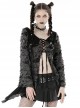 Gray Decadent Hole Woven Woven Front Cross Lace Spiked Round Neck Gothic Sexy Cardigan Shirt