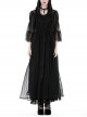 Sexy Black See Through Mesh Lace V Neck Gothic Style Long Coat
