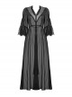 Sexy Black See Through Mesh Lace V Neck Gothic Style Long Coat