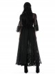 Sexy Black See Through Mesh Lace V Neck Gothic Style Long Coat