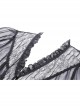 Sexy Black See Through Mesh Lace V Neck Gothic Style Long Coat