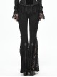 Lace Cross Decoration Knitted Black Gothic Bell-Bottoms Pants