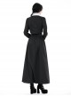 Simple Black Woven White Ruffled Silk Fake Collar Cross Decorated Gothic Style Long Sleeved Short Coat