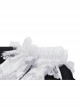 Simple Black Woven White Ruffled Silk Fake Collar Cross Decorated Gothic Style Long Sleeved Short Coat