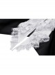 Simple Black Woven White Ruffled Silk Fake Collar Cross Decorated Gothic Style Long Sleeved Short Coat