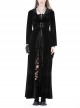 Black Comfortable Velvet Waist With Exquisite Japanese Button And Tie Back Rope Gothic Style Hooded Long Coat