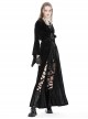 Black Comfortable Velvet Waist With Exquisite Japanese Button And Tie Back Rope Gothic Style Hooded Long Coat