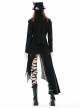 Personalized Black Lapel Irregular Tattered Hem Metal Eyelid Buckle Decoration Punk Style Long Sleeved Jacket