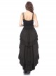 Sexy Black Layered Pleated High Low Skirt With Metal Eyelet Belt Decoration At The Waist And Punk Style Skirt