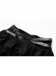 Sexy Black Layered Pleated High Low Skirt With Metal Eyelet Belt Decoration At The Waist And Punk Style Skirt