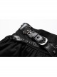 Sexy Black Layered Pleated High Low Skirt With Metal Eyelet Belt Decoration At The Waist And Punk Style Skirt