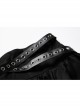 Sexy Black Layered Pleated High Low Skirt With Metal Eyelet Belt Decoration At The Waist And Punk Style Skirt