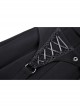 Black Woven Pleated Waist Double Breasted Metal Hoop Suspender Embellished Punk Style Rock Skirt