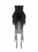 Black Sexy Lace Trailing High Low Hem Gothic Style Rope Waist Skirt