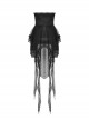 Black Sexy Lace Trailing High Low Hem Gothic Style Rope Waist Skirt