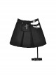 Rebellious Black Simple Pleated Personalized Waist Bag With Adjustable Leg Rings Punk Style Motorcycle Skirt