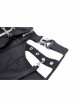 Rebellious Black Simple Pleated Personalized Waist Bag With Adjustable Leg Rings Punk Style Motorcycle Skirt
