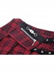 Red Pleated Mesh Waist Double Breasted Belt Punk Style Sexy Skirt
