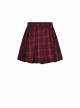 Red Pleated Mesh Waist Double Breasted Belt Punk Style Sexy Skirt