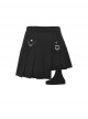 Black Simple Woven Irregular Pleated With Adjustable Leg Rings Punk Style Sexy Skirt