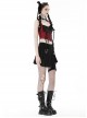 Black Simple Woven Irregular Pleated With Adjustable Leg Rings Punk Style Sexy Skirt
