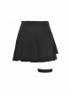 Black Simple Woven Irregular Pleated With Adjustable Leg Rings Punk Style Sexy Skirt