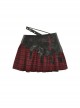 Devil's Personality Black And Red Cross Plaid Back Metal Zipper Punk Style Mini Skirt