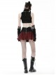 Devil's Personality Black And Red Cross Plaid Back Metal Zipper Punk Style Mini Skirt