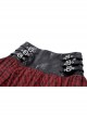 Black And Red PU Leather Patchwork Grid Pattern Waist Three Breasted Eyelet Embellished Punk Style Mini Skirt